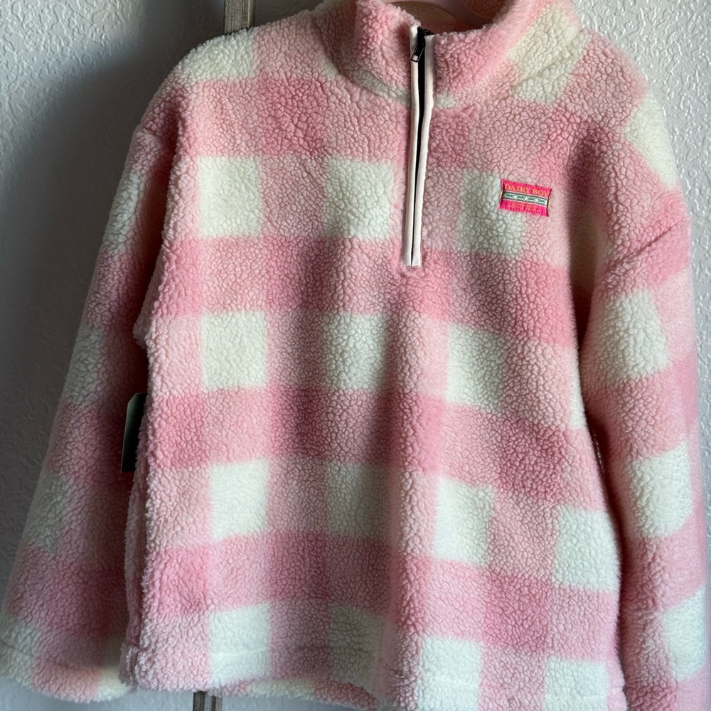 Cozy Pink and Cream Plaid Teddy Jacket - Picture 2 of 6